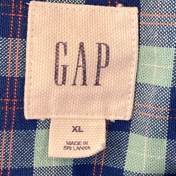 Gap Blue Aqua Plaid Woven Cotton Button Down Shirt Men's Size XL Casual - Picture 5 of 6
